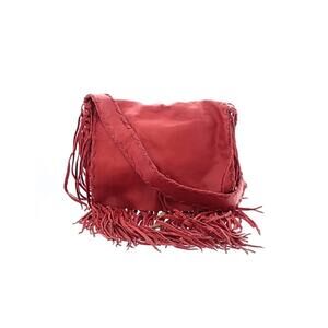 Western Boho Fringed red leather handbag, soft leather bag
